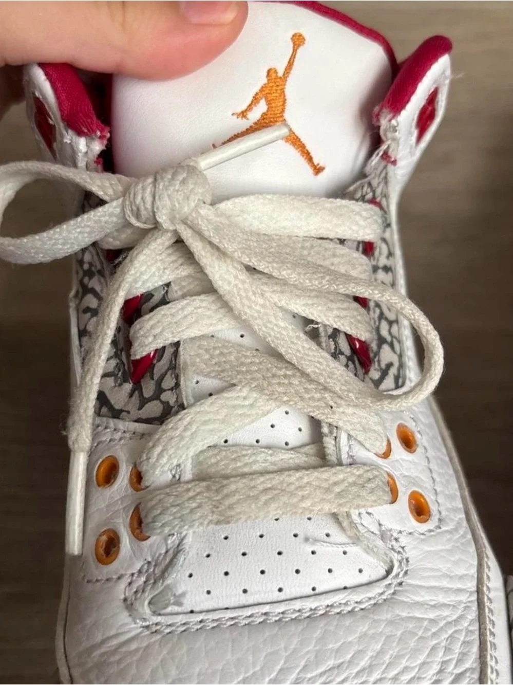 Nike Air Jordan 3 White Red Gold Elephant Print Sneakers